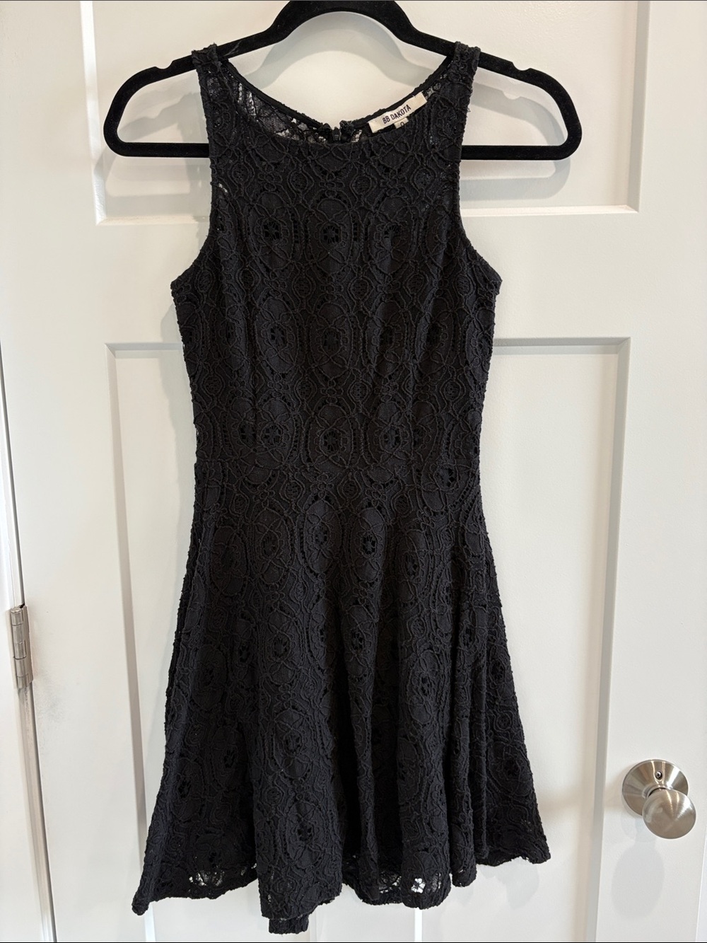 BB Dakota Black Sleeveless Lace Fit & Flare Mini Dress
